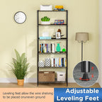FDW 6-Shelf Adjustable,Storage Shelves Wire Shelving Shelving Unit Metal Shelves Storage Shelf,13" D x 23" W x 59" H,Black