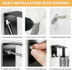 Kitchen Utensil Hanger, Metal Steel Utensil Hooks 360° Rotatable Utensil Rack Wall Mounted with 10 Hooks for Cabinet Kitchen Bathroom