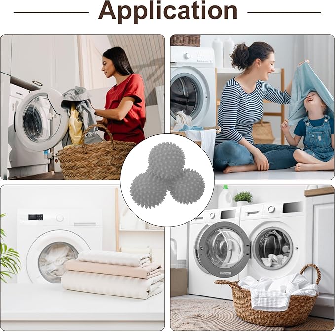 uxcell 4pcs Reusable Laundry Dryer Balls Vinyl Drying Balls for Reduce Wrinkles Static Fabric Softener Reduce Drying Time Save on Energy, Grey