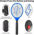 ZhouHe Pack of 2 Electric Fly Swatter Bug Zapper Battery Operated Flies Killer Indoor & Outdoor Pest Control Mosquito Zapper and Insect Catcher Racket（red＆Blue）