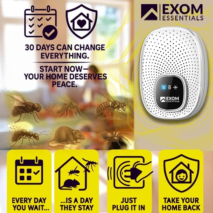 GRX-T25, Ultrasonic Pest Control Repeller - Electronic & Ultrasound, Indoor Plug-in Repellent - Get rid of - Rodents, Mice, Squirrels, Bats, Insects, Bed Bugs, Ants, Fleas, Spiders, Roaches (2 Pack)