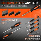 COMOWARE Household Tool Set with 12V Cordless Drill Driver, Hand Tool Kit for Men, Power Drill Set with Plastic Toolbox, Ideal for Office, Garden, DIY Project, Orange