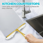 2PACK 12-Inch Golden All-Purpose Shower Squeegee for Shower Doors, Bath Linen Sets, Tile Shower Walls, Bathroom, Window, Glass and Car Windshield, Mirrors and Kitchen-Stainless Steel