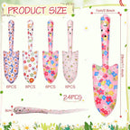 24 Pcs Floral Garden Shovels Bulk Gardening Gift for Women Heavy Duty Garden Tools Floral Hand Shovel for Mom Employees Birthday Thank You Gifts(Pink Flowers)