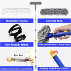 ITTAR Professional Window Cleaning Squeegee Kit, 7.15 Ft High Reach Cleaner Tool, Rotatable Window Washing Equipment with Extension Pole for Indoor/Outdoor Window, Glass, Car, 1 Blade 2 Scrubber