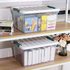 35 Quart Stackable Plastic Storage Latches Box, Multi-Purpose Lidded Container for Clothes, Craft Supplies & Christmas Decorations, 6 Packs