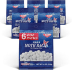 Enoz para Moth Balls for Closets and More - Kills Clothes Moths and Carpet Beetles - Moth Balls for Indoor Use - No Clinging Odor - 4 Oz, 6 Pack