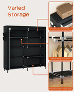 CASAMAYA Portable Closet, 61.8 Inch Large Capacity Wardrobe Closet with Cover, Clothes Storage Organizer with Shelves and 2 Hanging Rods, Easy to Assembly, Black PCT222B01