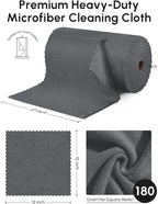 Microfiber Cleaning Cloths Roll, 75 Pack Tear Away Microfiber Towels Roll, 12" x 12" Lint Free Rags, Reusable Cleaning Cloths, Washable, Scratch Free,Ultra Absorbent Dish Rags(Dark Grey)