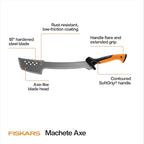 Fiskars Machete Knife, Machete For Cutting Trees, Heavy Duty, 18-Inch Bushcraft Axe Branch Cutter with Rust-Resistant and Low-Friction Blade Coating and Nylon Sheath