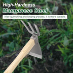 HARFINGTON Garden Hoe and Cultivator 15" Steel Hoe Garden Tool Anti-Rust with Non-Slip Wooden Handle Lightweight Hand Tiller for Backyard Loosening Farm Planting Weeding