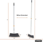 Slim Angle Broom, Heavy Duty Broom, Indoor Brom, Outdoor Angle Broom with Extendable Handle, Durable Collapsible Broom for Home, Kitchen, RV, Travel, Grey, 1 Pack, by Superio