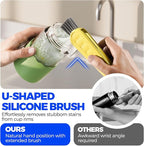 6 Pack Holikme 4 in 1 Cup Lid Cleaning Brush Set with 3 Straws, Multifunctional Bottle Brush, Silicone Cup Lid Gap Cleaner, Durable Bristle Crevice Cleaning Brush, Yellow