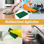 50 Pcs Scouring Pads,Heavy Duty Scour Pads,4 x 5.95 inch Reusable Green Scrub Pads for Metal Grills & Kitchen Scrubbers,Non-Scratch Scrubbing Pads for Household Kitchen Dishes Sink Bathtub