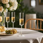 Ciaell 24 Pack Plastic Champagne Flutes - 6 Oz Flower Wavy Champagne Plastic Glasses - Heavy Duty Vintage Disposable Flutes for Party & Anniversary & Wedding