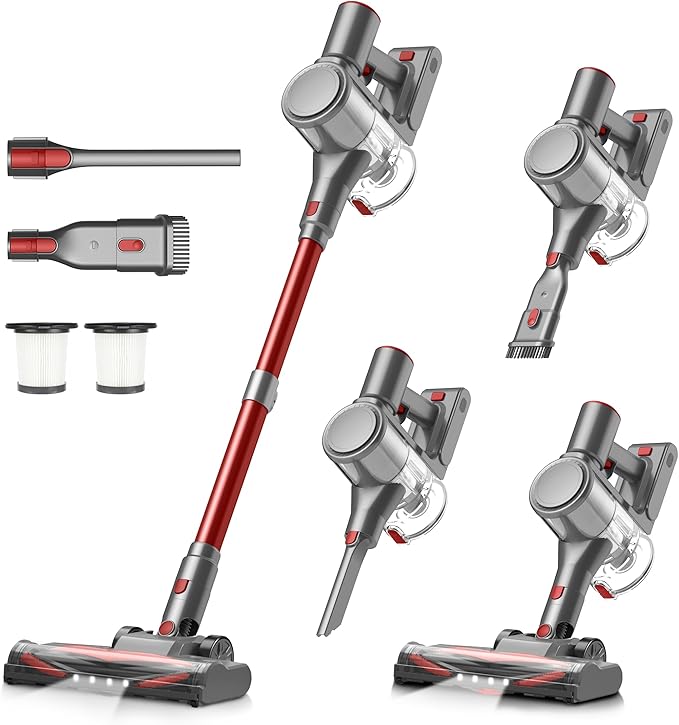 Zefiro Cordless Vacuum Cleaner for Home,450W /40Kpa 50Mins Stick Vacuum,Anti-Tangle 1.5L Dust Cup, Rechargeable Wireless Handheld Vacuum for Pet Hair/Carpet/Floor