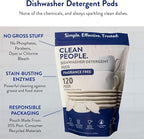 The Clean People Dishwasher Pods - Cuts Grease & Rinses Sparkling Clean - Residue-Free - Phosphate Free Dishwashing Pods - Fragrance Free, 30 Pack