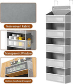 Over The Door Organizer, Over the Door Storage with 5 Large 10 Side Pockets, Hanging Door Organizer 44 lb Load Behind Door Storage, Hanging Shelf for Closet Wall Bedroom Bathroom Nursery, 5-Tier Grey