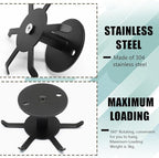 Zorfeter 2 PCS Under Cabinet Kitchen Utensil Hooks, Stainless Steel Utensil Racks 360°Rotating Drilling Free Adhesive Utensils Hanging Rack Holder, Black