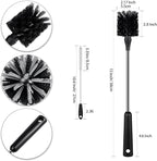 Water Bottle Brush with Straw Cleaner, 15 Inches Stainless Steel Handle Baby Bottle Brush Cleaner, Kitchen Scrub Cleaning Brushes for Cup, Wine Glasses, Coffee Mugs, Tumblers, Wine Decanters, Black