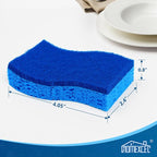 HOMEXCEL Sponges Kitchen 24pcs Non-Scratch for Dishes, Blue Scrub Cleaning Sponge for Non-Coated Cookware, Dishes, Pots, Pans, Dual Sided Dish Sponge for Kitchen, Household, Bathroom