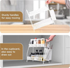 2024 upgraded Bathroom Organizer with Basket, 2-Tier Bathroom Tray for Countertop Storage Shelf, Vanity Organizer and Storage Kitchen Counter Organizers Spice Rack(White)