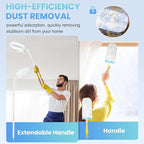 Duster Refills Compatible with Swiffer® Duster, 60 Count Heavy Duty Duster Refills with 1 Short Handle + 1 Extenda Handle, Multisurface 360° Dusters with 4X Microfibers, Unscented Dusters for Cleaning