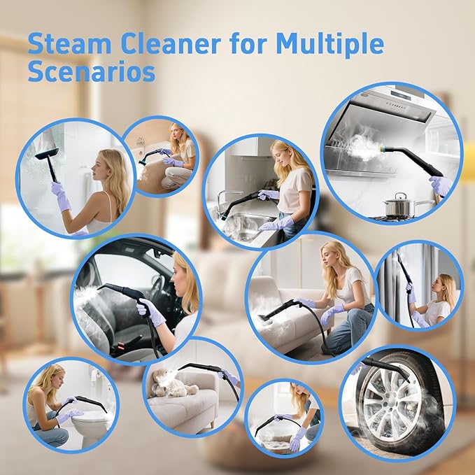 Steam Cleaner for Home(True High Temperature257℉),3-Levels Adjustable Handle Steamer for Cleaning,1.9 Quart Steam Cleaner for Car,2500W Handheld Steam Cleaner,Clean Grease,Dirt,Tile Furniture