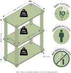 Furinno Turn-S-Tube Storage Shelves, 3-Tier Book Shelf, Corner Shelf, Toolless Open Frame Standing Shelves, for Organization and Storage, Living Room, Garage, Home Office, White
