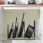 Toplife 2 Pack Heavy Duty Pan Organizer, 5 Tier Pot and Pan Organizer Rack for Cast Iron Skillets, Griddles and Pots - Sturdy Steel Construction- No Assembly Required - Black