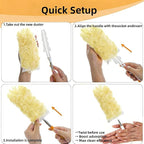 Heavy Duty Duster Refills, Disposable Dusters Kit for Cleaning Dusting Furniture Blind Ceiling Fan, Multi Surface 360 Feather Duster(10)+3FT Extended Handle（1） (Yellow)