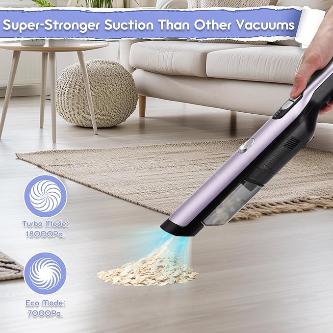 Handheld Vacuum Cordless, Car Vacuum Cleaner 18KPa High-Power Suction, Portable Hand Vac with Washable HEPA, LED Light,Storage Dock, Dust Buster for Office Home Desk, Pet Brush for Pet Hair,Rose Gold