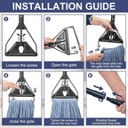 Commercial Industrial Mop for Floor Cleaning, 3 Extra Large Reusable Replacement Head with 59" Long Handle,Heavy Duty Looped-End String Wet Cotton Mop for House,Kitchen,Office,Garage,Tile Floor