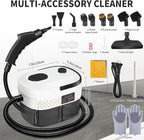 Handheld Steam Cleaner, 2500W High Pressure Steam Cleaner, 15s Fast Heating Portable Steamer for Cleaning with 17 pcs Accessories for Dirt, Grease, Grout, Tile,Floor, and Car (White)