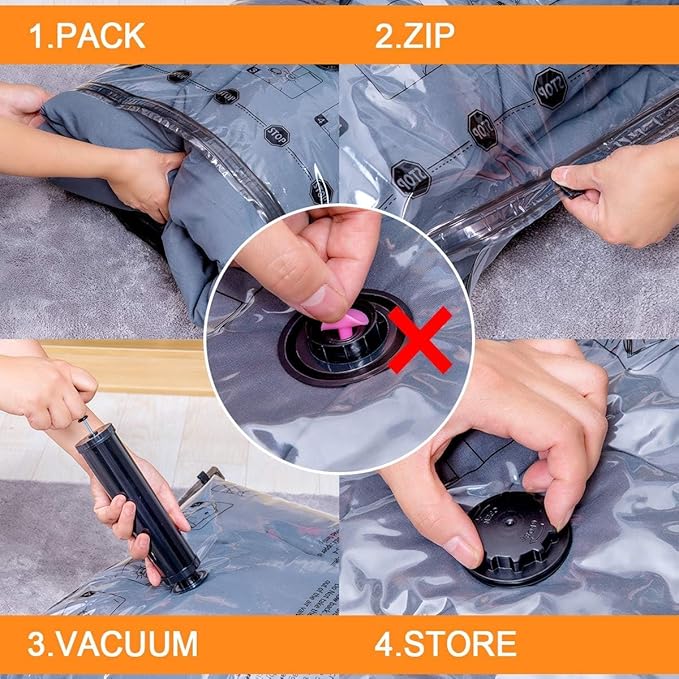 GONGSHI Vacuum Storage Bags, Space Saver Seal Bags For Clothing, Blankets, Comforters, Pillows, Clothes Storage,Travel Luggage.10 S