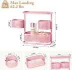 KINGRACK 3 Tier Pink Bathroom Counter Organizer, Rotating Makeup Organizer for Vanity, Perfume & Skincare Standing Shelf, Vanity Tray for Bathroom Countertop Storage, Pink