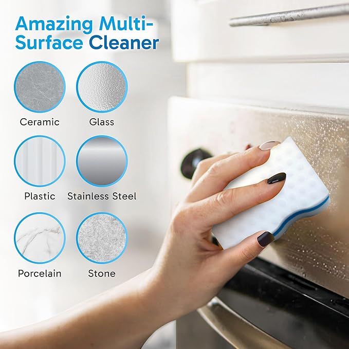 (25 Pack) Extra Durable Eraser Sponge - Extra Thick, Long Lasting, Premium Melamine Sponges in Bulk - Multi-Purpose Power Scrubber - Bathroom, Kitchen, Floor, Bathtub, Toilet, Baseboard, Wall Cleaner