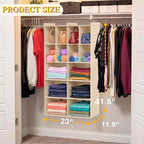 Ofiray-home 5 Tier Hanging Closet Organizer, 14 Compartments Sweater Organizer for Closet with 3 Sturdy Hooks, Closet Organizers and Storage, Wardrobe, Rv, Garment Rack, Beige