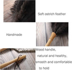 Feather Duster, Ostrich Feather Duster Ddzmz Fluffy Natural Genuine Ostrich Feathers and Reusable Wooden Long Handle Large Ostrich Feather Duster Cleaning for Housewife Black Length 16" 1Pack