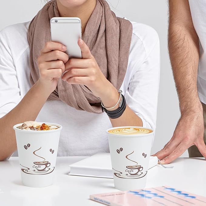 Lamosi 200 Pack 10 oz Coffee Cups, Disposable Paper Cups for Hot/Cold Beverage, Leak-Free Paper Coffee Cups for Cafe, Restaurant, Office and Home