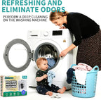 Washing Machine Cleaner Tablets,24 Pack Deep Cleaning Tablets for HE,Front & Top Load Washers - Eliminates Odor-Causing Buildup,Debris from the Drum,and Pet Hair,Septic Safe - 1 Year Supply