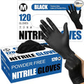 Fixwal Gloves for Cooking Food Prep, Black Disposable Nitrile Gloves, 4 Mil, 120 Count, Cleaning Service Gloves, Latex Free, Powder Free