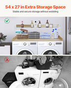 VEVOR Washer Dryer Countertop with 2-Tier Shelf, 54" x 27" Wooden Washer and Dryer Countertop with Anti-Slip Pads, Water-Resistant Laundry Topper Cover for Laundry Room Organization and Storage, Oak