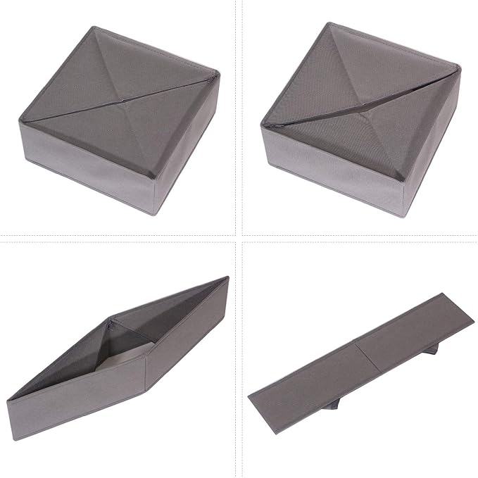 DIOMMELL 6 Pack Foldable Cloth Storage Box Closet Dresser Drawer Organizer Fabric Baskets Bins Containers Divider for Clothes Underwear Bras Socks Lingerie Clothing, M Grey 22-2000