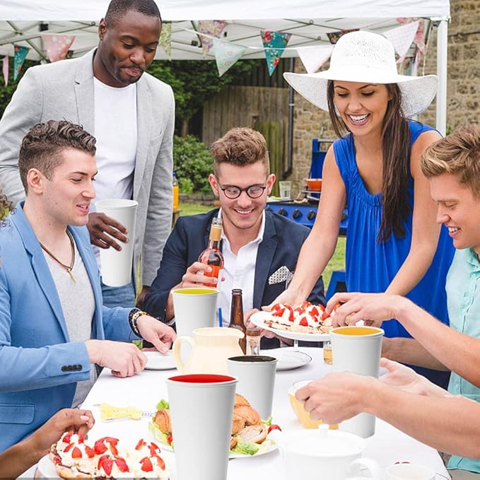 Lamosi 16 oz Disposable Coffee Cups, 180 Pack 16 oz White Paper Cups, Hot/Cold Beverage Drinking Cups for Water Juice or Tea, Office Party Home Travel