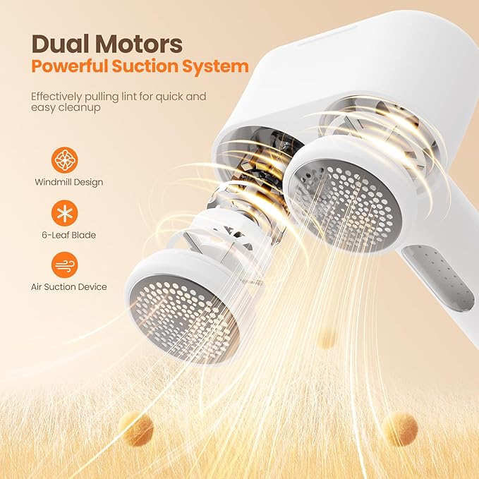 Mosthink Fabric Shaver, 2-In-1 Electric Lint Shaver & Brush, Dual-Head Lint Remover for Clothes Couch Furniture | 3-Speed Fuzz & Pilling Remover | Sweater Shaver with LED Display | Type-C Rechargeable