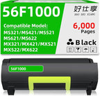 56F1000 High Yield Black Toner Cartridge Compatible with Lexmark 56F1000 for MS321 MS421 MS521 MS621 MS622 MX321 MX421 MX521 MX522 MX622 Printer (56F1000-1Pack-6000Pages)