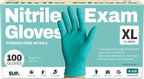 SUP Powder-Free Nitrile Gloves, 100 Count Food Safe Latex-Free Disposable Gloves for Medical Cooking Cleaning Food Prep, Teal