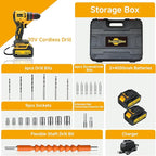 Cordless Drill Set, Power Drill Tool Set 20V, 3/8-Inch Keyless Chuck Drill Gun,Variable Speed (Equipped with 2x 4.0Ah Batteries)