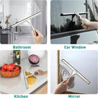Shower Squeegee for Glass Doors,10-Inch Shower Glass Squeegee, Sliver Shower Squeegee for Shower Doors,Mirror,Windows, with Shower Door Hook and Adhesive Hook